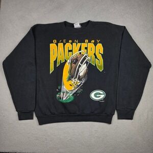 Vintage Green Bay Packers Sweatshirt Mens Large Angry Football Black 1995 NFL